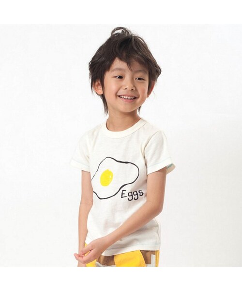 apres les cours(アプレレクール)の「◎BREAKFAST4柄Tシャツ(トップス・キッズ・アイボリー/ミント/マスタード/ピンク・80/90/95/100/110/120/130/140)」の1枚目の写真