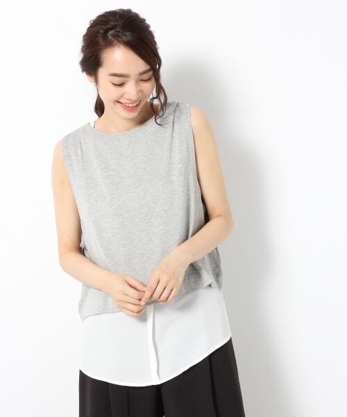 A part by（アパートバイ）の「Ｒイソザイ２Ｐタンク（トップス・レディース・ブラック　09/グレー　15/カーキ　78・Ｍ/Ｌ）」の2枚目の写真