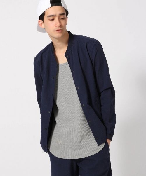 RAGEBLUE（レイジブルー）の「＜セットアップ着用可能＞シアサッカーブルゾン（ジャケット/アウター・メンズ・ホワイト02/ネイビー88・Ｍ/Ｌ）」の2枚目の写真