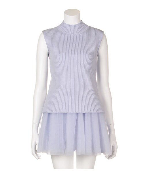 SNIDEL（スナイデル）の「チュールコンビワンピース（ニットワンピース・レディース・OWHTxNVY/LBLU/NVY・F）」の2枚目の写真