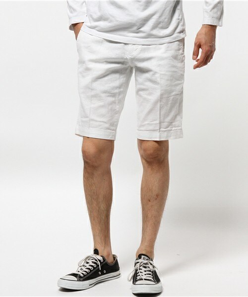 UNION STATION（ユニオンステーション）の「【成宮寛貴さん着用 smart(スマート)6月号 P43掲載商品】コットンリネンベルト付ショーツ（その他パンツ・メンズ・ホワイト/ブラック/グリーン/ブルー/ネイビー・MEDIUM/LARGE/LL）」の2枚目の写真