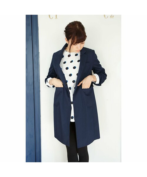 haco!（ハコ）の「エムトロワ パイピングがポイントのきれいめチェスターコート：ネイビー（その他トップス・レディース・Various・S /M /L /LL/MT）」の11枚目の写真