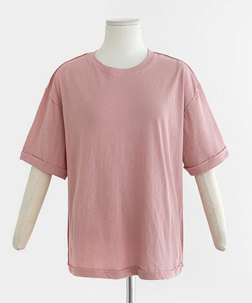 DHOLIC（ディーホリック）の「ヴィンテージディテールルーズ半袖Tシャツ（Tシャツ/カットソー・レディース・ホワイト/ピンク/グレー/ブラック・FREE）」の4枚目の写真