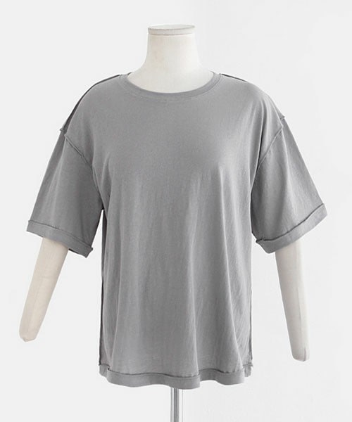 DHOLIC（ディーホリック）の「ヴィンテージディテールルーズ半袖Tシャツ（Tシャツ/カットソー・レディース・ホワイト/ピンク/グレー/ブラック・FREE）」の3枚目の写真