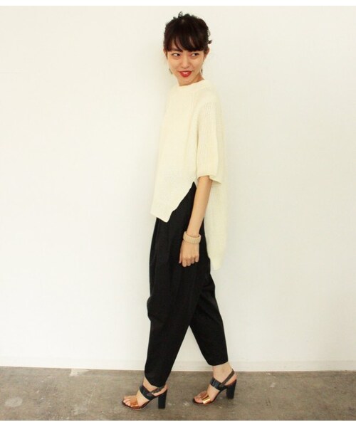 ADAM ET ROPE'（アダムエロペ）の「スリットポンチョ風プルオーバー（ブラウス/シャツ・レディース・グレー/オフホワイト・38）」の7枚目の写真