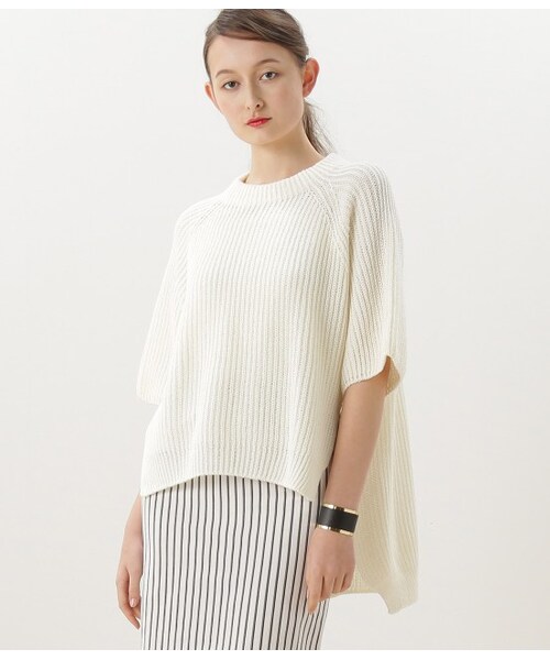 ADAM ET ROPE'（アダムエロペ）の「スリットポンチョ風プルオーバー（ブラウス/シャツ・レディース・グレー/オフホワイト・38）」の3枚目の写真