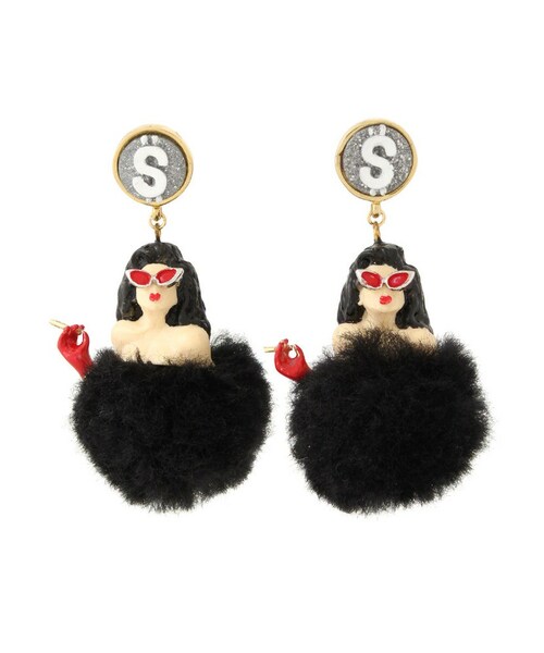 PAMEO POSE（パメオポーズ）の「【77th】BLACK LADY EARRING（ピアス（両耳用）・レディース・ピンク/ブラック・Ｆ）」の2枚目の写真
