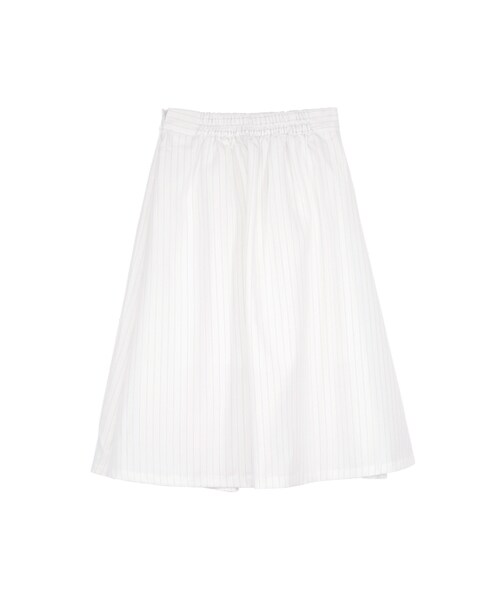 gracegift（グレースギフト）の「韓國清新學院條紋及膝裙（スカート・レディース・白・F）」の2枚目の写真