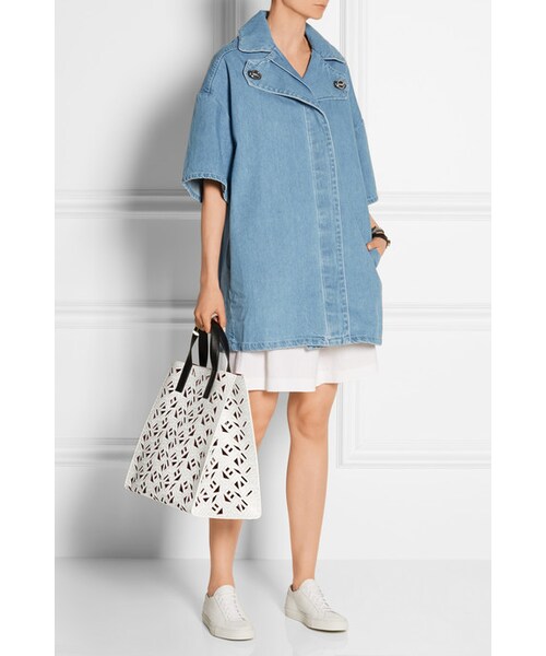 KENZO(ケンゾー)の「KENZO Printed laser-cut textured-leather tote(トートバッグ・レディース・White)」の3枚目の写真