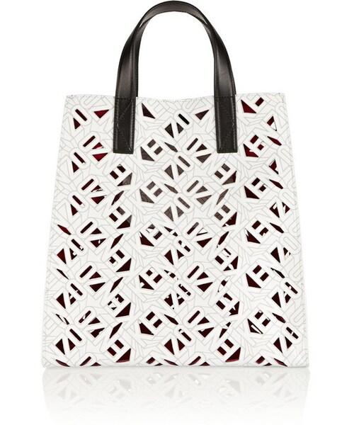 KENZO(ケンゾー)の「KENZO Printed laser-cut textured-leather tote(トートバッグ・レディース・White)」の1枚目の写真