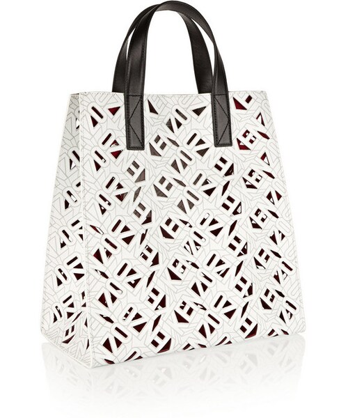 KENZO(ケンゾー)の「KENZO Printed laser-cut textured-leather tote(トートバッグ・レディース・White)」の4枚目の写真