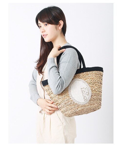 Samansa Mos2(サマンサ モスモス)の「レース付パイピング水草トートバッグ(バッグ・ポーチ・レディース・ブラック/ベージュ・F)」の10枚目の写真