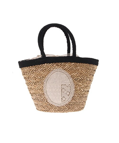 Samansa Mos2(サマンサ モスモス)の「レース付パイピング水草トートバッグ(バッグ・ポーチ・レディース・ブラック/ベージュ・F)」の1枚目の写真