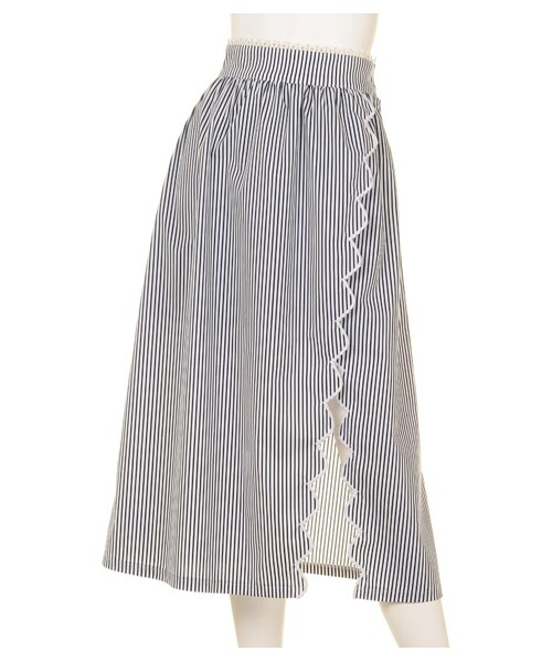 SNIDEL(スナイデル)の「スカラップ刺繍ラップスカート(膝丈スカート・レディース・WHT/YEL/STRIPE・0/1)」の3枚目の写真