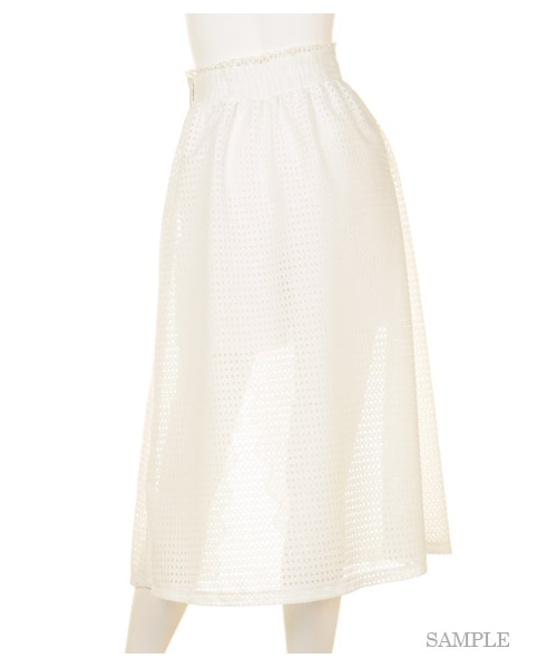 SNIDEL(スナイデル)の「スカラップ刺繍ラップスカート(膝丈スカート・レディース・WHT/YEL/STRIPE・0/1)」の5枚目の写真