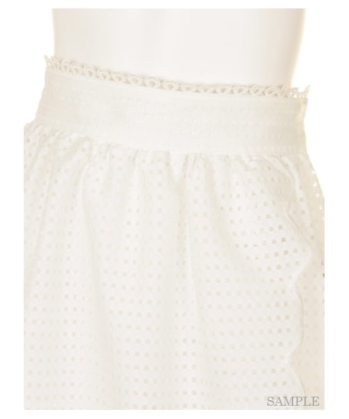 SNIDEL(スナイデル)の「スカラップ刺繍ラップスカート(膝丈スカート・レディース・WHT/YEL/STRIPE・0/1)」の7枚目の写真