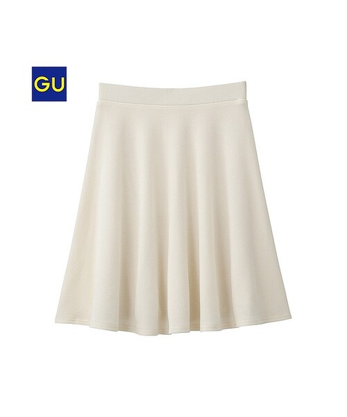 GU（ジーユー）の「（GU）フレアミドルスカート（WOMEN ⁄ スカート・レディース・NAVY/OFF WHITE/BLACK・L/S/M）」の2枚目の写真