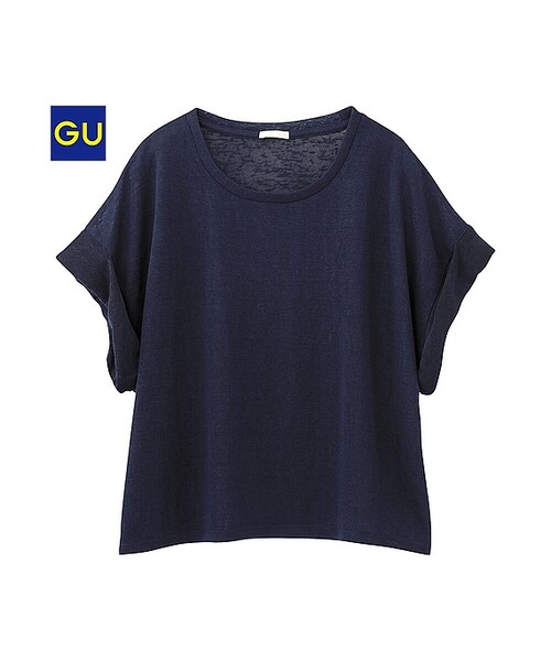 GU（ジーユー）の「（GU）ゆるＴ （半袖）（WOMEN ⁄ カットソー（Ｔシャツ）・レディース・OFF WHITE/NAVY/PINK/BLACK・S/L/M/XL）」の3枚目の写真