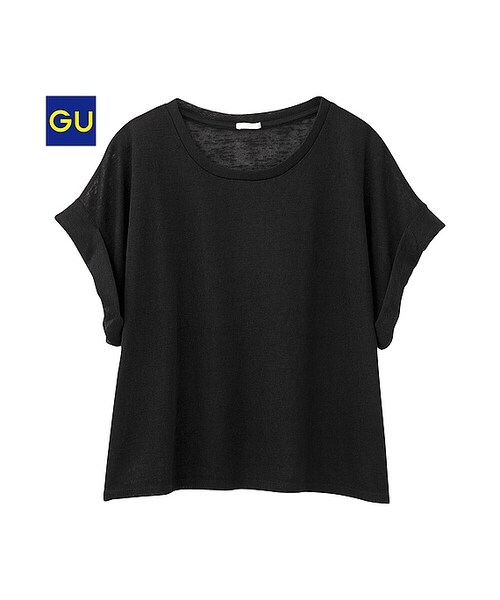 GU（ジーユー）の「（GU）ゆるＴ （半袖）（WOMEN ⁄ カットソー（Ｔシャツ）・レディース・OFF WHITE/NAVY/PINK/BLACK・S/L/M/XL）」の2枚目の写真