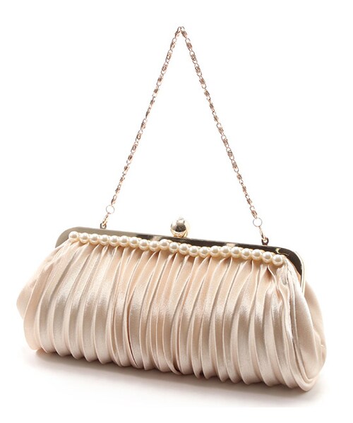 laboratory work（ラボラトリーワーク）の「パールビーズ使いサテンクラッチバッグ（バッグ・レディース・ブラック/ベージュ）」の2枚目の写真