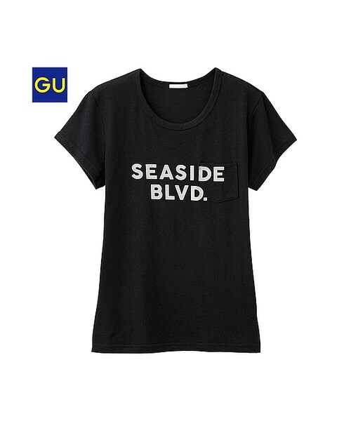 GU（ジーユー）の「（GU）グラフィックＴ（ハワイアンサーフ・半袖）Ｄ（WOMEN ⁄ グラフィックＴシャツ・レディース・GREEN/OFF WHITE/BLACK・M/XL/L/S）」の3枚目の写真