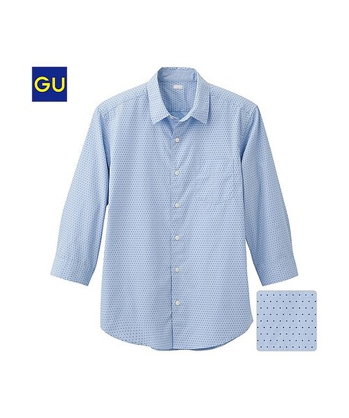 GU(ジーユー)の「(GU)ブロードプリントシャツ(ドット・7分袖)(MEN ⁄ シャツ・メンズ・BLACK/BLUE/LIGHT BLUE/WHITE・XL/S/M/L)」の4枚目の写真