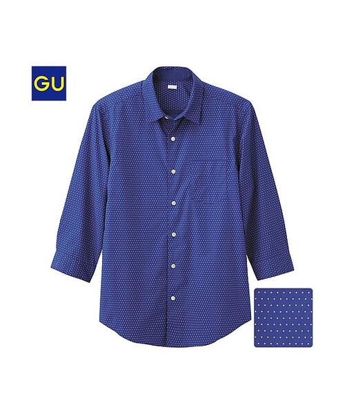 GU(ジーユー)の「(GU)ブロードプリントシャツ(ドット・7分袖)(MEN ⁄ シャツ・メンズ・BLACK/BLUE/LIGHT BLUE/WHITE・XL/S/M/L)」の3枚目の写真