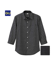 GU | （GU）ブロードプリントシャツ（ドット・７分袖）(トップス)