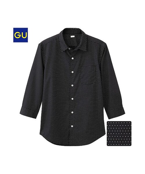 GU(ジーユー)の「(GU)ブロードプリントシャツ(ドット・7分袖)(MEN ⁄ シャツ・メンズ・BLACK/BLUE/LIGHT BLUE/WHITE・XL/S/M/L)」の1枚目の写真