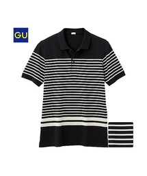 GU | （GU）パネルボーダーポロシャツ（半袖）Ａ(トップス)