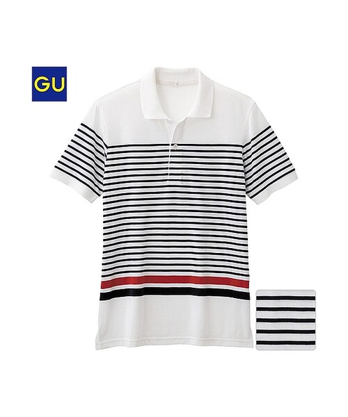 GU（ジーユー）の「（GU）パネルボーダーポロシャツ（半袖）Ａ（MEN