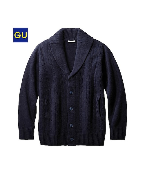 GU（ジーユー）の「（GU）ケーブルショールカラーカーディガン（長袖）（MEN ⁄ パーカ・カーディガン・メンズ・DARK GRAY/RED/BLACK/GREEN/BLUE/NAVY・L/S/XL/M）」の5枚目の写真
