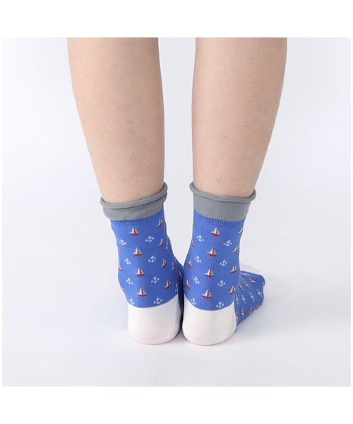 靴下屋（クツシタヤ）の「ヨット柄ショートソックス（ソックス・靴下・レディース・オフホワイト/シルバーグレー/ベージュ/アカ/ブルー/ネイビー・22.0～24.0cm）」の10枚目の写真