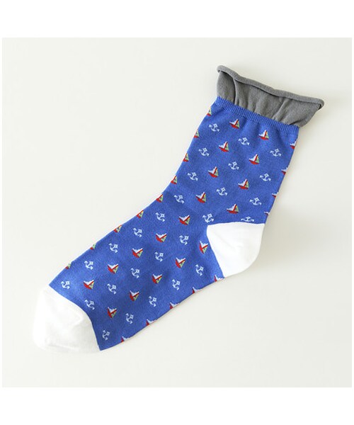 靴下屋（クツシタヤ）の「ヨット柄ショートソックス（ソックス・靴下・レディース・オフホワイト/シルバーグレー/ベージュ/アカ/ブルー/ネイビー・22.0～24.0cm）」の4枚目の写真