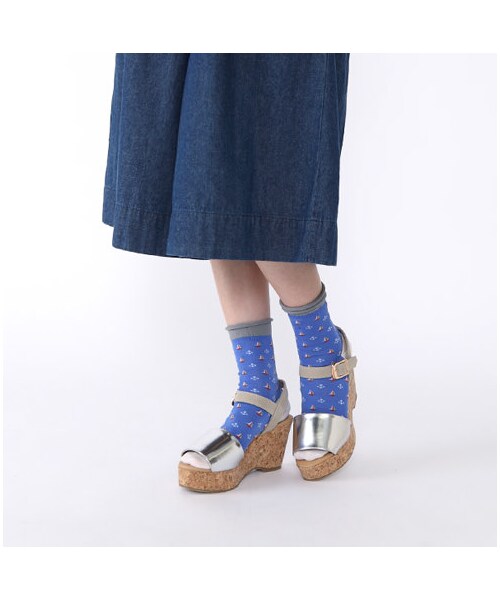 靴下屋（クツシタヤ）の「ヨット柄ショートソックス（ソックス・靴下・レディース・オフホワイト/シルバーグレー/ベージュ/アカ/ブルー/ネイビー・22.0～24.0cm）」の7枚目の写真