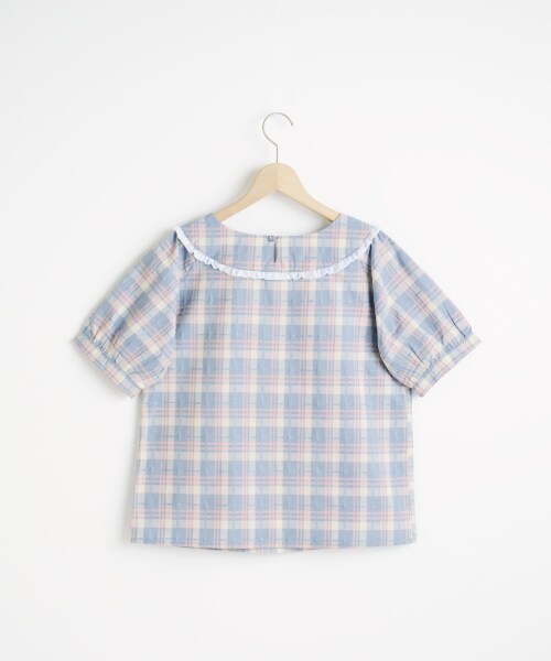 MAJESTIC LEGON(マジェスティックレゴン)の「ジャカードチェックプルオーバー(トップス・レディース・サックス柄/オフ/柄/イエロー柄・Free)」の4枚目の写真