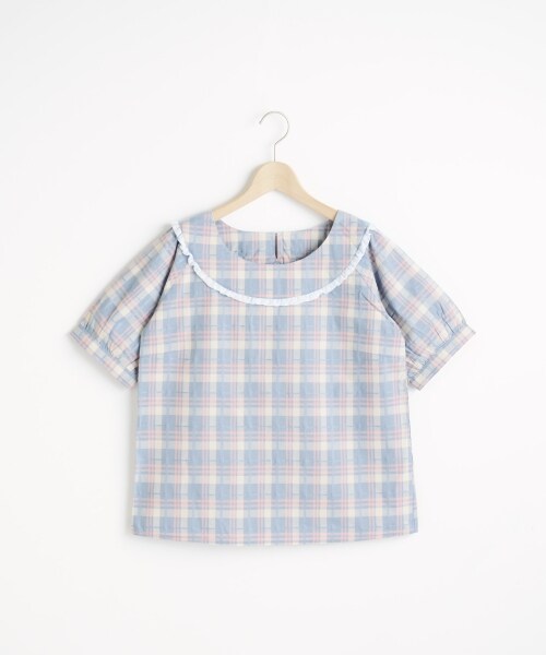 MAJESTIC LEGON(マジェスティックレゴン)の「ジャカードチェックプルオーバー(トップス・レディース・サックス柄/オフ/柄/イエロー柄・Free)」の2枚目の写真