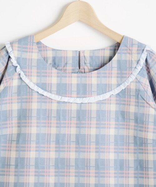 MAJESTIC LEGON(マジェスティックレゴン)の「ジャカードチェックプルオーバー(トップス・レディース・サックス柄/オフ/柄/イエロー柄・Free)」の5枚目の写真