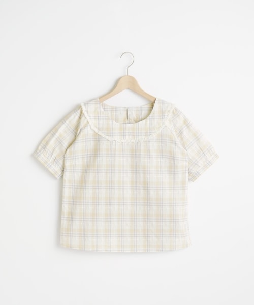 MAJESTIC LEGON(マジェスティックレゴン)の「ジャカードチェックプルオーバー(トップス・レディース・サックス柄/オフ/柄/イエロー柄・Free)」の1枚目の写真