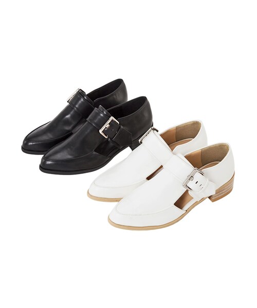 gracegift（グレースギフト）の「韓國側鏤空飾釦孟克鞋（シューズ・レディース・黑/白・36/37/38/39/40）」の11枚目の写真