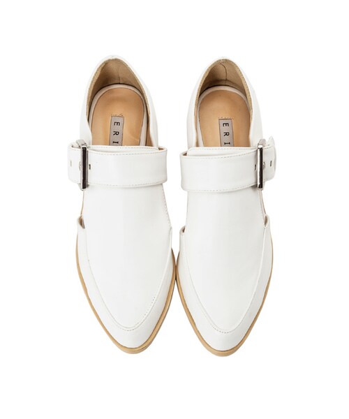 gracegift（グレースギフト）の「韓國側鏤空飾釦孟克鞋（シューズ・レディース・黑/白・36/37/38/39/40）」の4枚目の写真