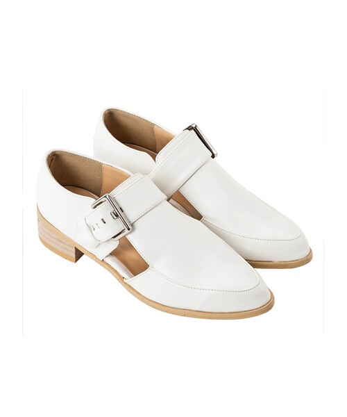 gracegift（グレースギフト）の「韓國側鏤空飾釦孟克鞋（シューズ・レディース・黑/白・36/37/38/39/40）」の5枚目の写真