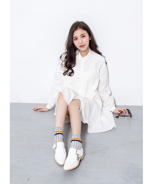 gracegift（グレースギフト）の「韓國側鏤空飾釦孟克鞋（シューズ・レディース・黑/白・36/37/38/39/40）」の9枚目の写真