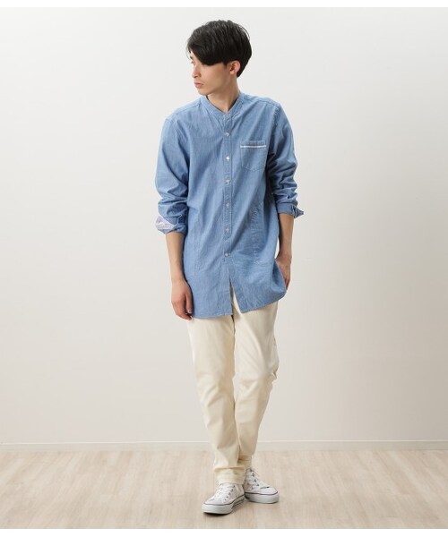 JUNRED(ジュンレッド)の「シャンブレーロングシャツ(ブラウス/シャツ・メンズ・グレー/ブルー系・0/1/2)」の6枚目の写真