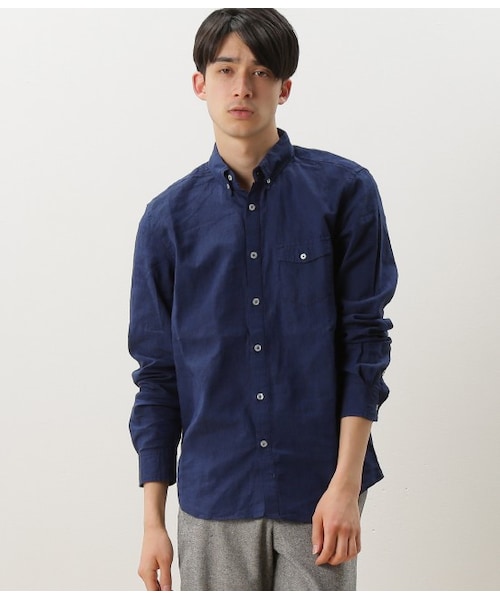 JUNRED（ジュンレッド）の「コットンリネンシャツ（ブラウス/シャツ・メンズ・ホワイト/ネイビー/ブルー/レッド・0/1/2/3）」の2枚目の写真