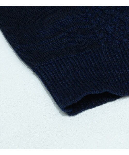 HAMNETT（ハムネット）の「【HAMNETT】 CABLE KNIT SHORT PULLOVER（トップス・メンズ・ネイビー/アイボリー・S/M/L）」の5枚目の写真