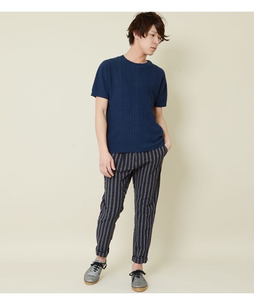 HAMNETT（ハムネット）の「【HAMNETT】 CABLE KNIT SHORT PULLOVER（トップス・メンズ・ネイビー/アイボリー・S/M/L）」の11枚目の写真