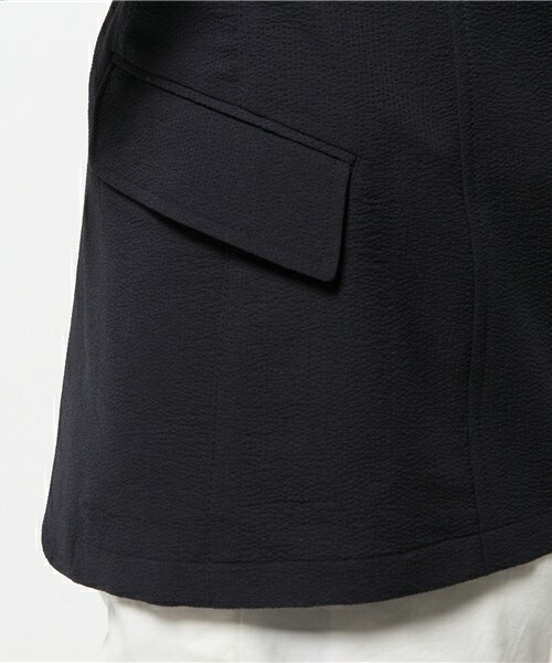 MEN'S BIGI（メンズビギ）の「シアサッカー ストレッチジャケット/オンオフ兼用（テーラードジャケット・メンズ・ホワイト/ネイビー・SMALL/MEDIUM/LARGE）」の9枚目の写真