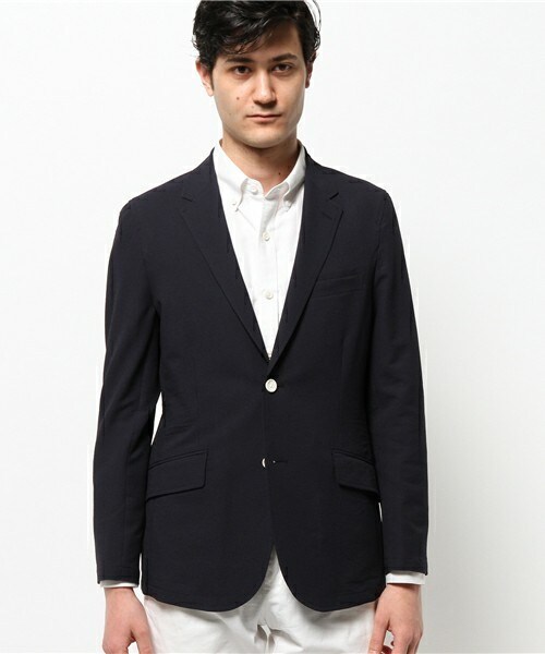 MEN'S BIGI（メンズビギ）の「シアサッカー ストレッチジャケット/オンオフ兼用（テーラードジャケット・メンズ・ホワイト/ネイビー・SMALL/MEDIUM/LARGE）」の3枚目の写真