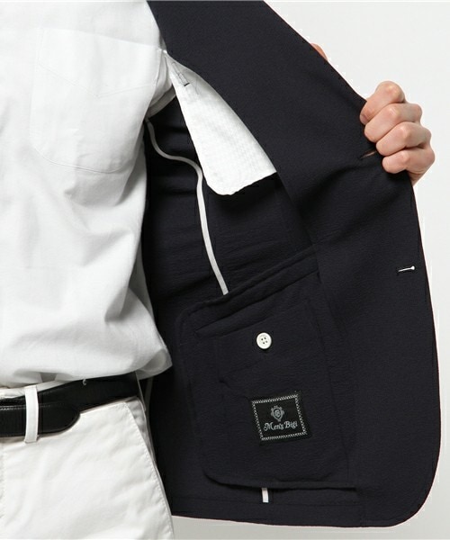 MEN'S BIGI（メンズビギ）の「シアサッカー ストレッチジャケット/オンオフ兼用（テーラードジャケット・メンズ・ホワイト/ネイビー・SMALL/MEDIUM/LARGE）」の13枚目の写真